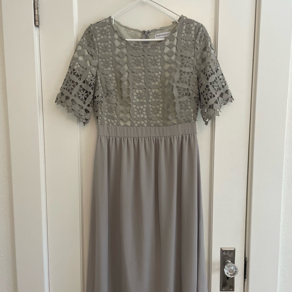Pipe and Scoot Gray Lace Dress